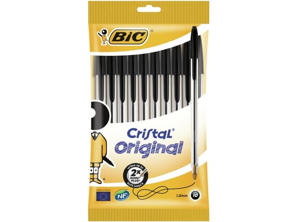 BIC Cristal - Kulspetspenna - svart - 1 mm - medel (paket om 10)