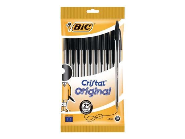 BIC Cristal - Kulspetspenna - svart - 1 mm - medel (paket om 10)