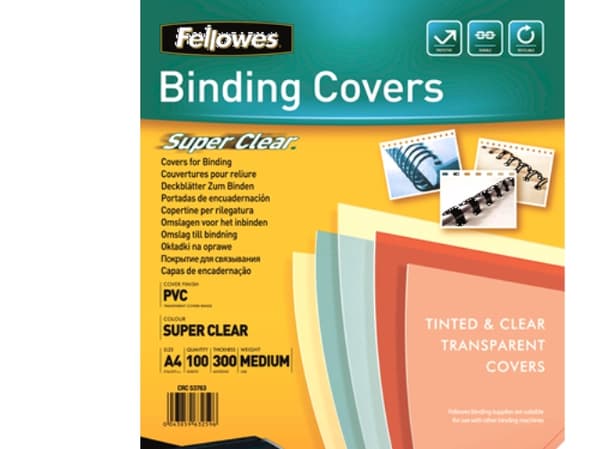 Fellowes 53763, A4, PVC-muovi, Läpinäkyvä, 210 mm, 1 mm, 297 mm