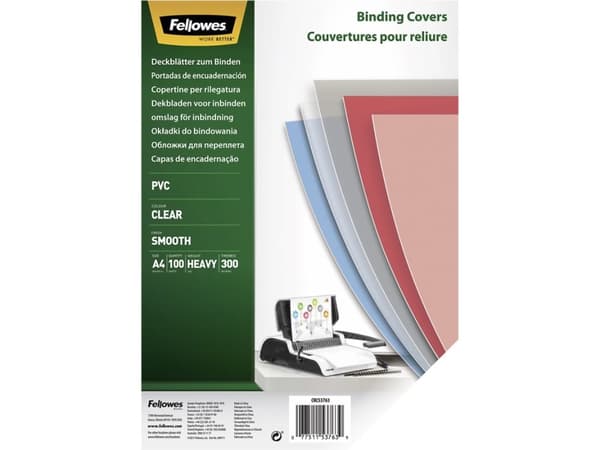Fellowes 53763, A4, PVC-muovi, Läpinäkyvä, 210 mm, 1 mm, 297 mm