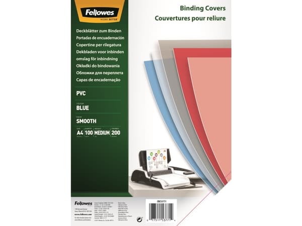 Fellowes Tinted Transparent - A4 (210 x 297 mm) - 200 mikroner - blå - 100 stk PVC-permomslag - for Fellowes Galaxy 500, Galaxy Wire, Pulsar+ 300, Qu