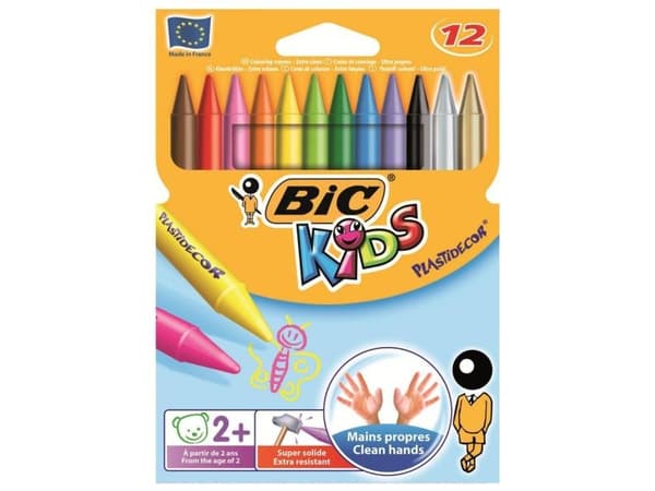 BIC KIDS Plastidecor, 12 kpl, Musta, Sininen, Ruskea, Kulta, Vihreä, Vaaleansininen, Vaaleanvihreä, Oranssi, Vaaleanpunainen,..., 12 väriä