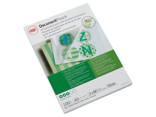 GBC - 80 mikrometer - 100-pack - glättat - 303 x 426 mm lamineringsfickor