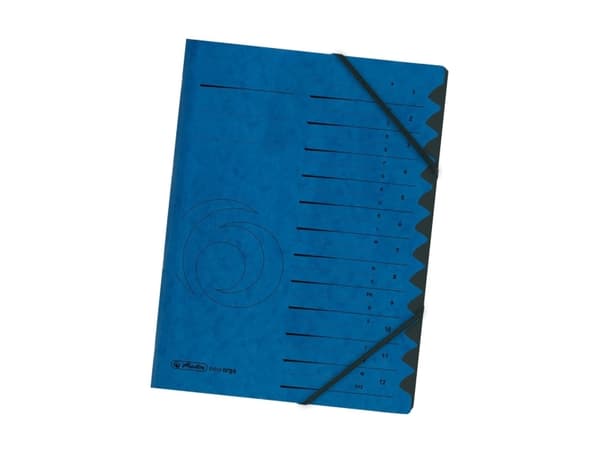 Herlitz Colorspan - Luokittelukansio - 12 lokeroa - 12 osaa - esipainettu: A-Z, 1-12 - A4-kokoonpanolle - välilehdillä - musta, sininen