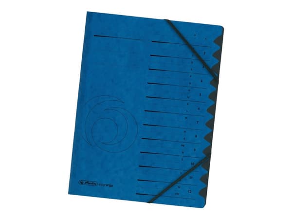 Herlitz Colorspan - Luokittelukansio - 12 lokeroa - 12 osaa - esipainettu: A-Z, 1-12 - A4-kokoonpanolle - välilehdillä - musta, sininen