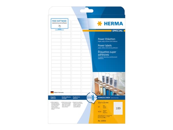 HERMA 10900, Valkoinen, Itse kiinnittyvä tulostintarra, A4, Paperi, Laser/Inkjet, Kiinteä