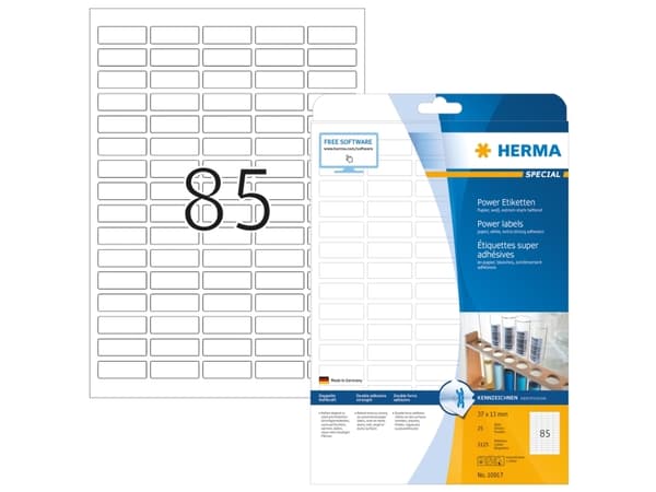 HERMA - Papir - matt - selv-adhesiv - hvit - 37 x 13 mm 2125 etikett(er) (25 ark x 85) merkelapper