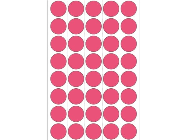 HERMA - Permanet adhesiv - lysende rød - 19 mm rund 960 etikett(er) (24 ark x 40) merkelapper