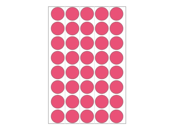 HERMA - Permanet adhesiv - lysende rød - 19 mm rund 960 etikett(er) (24 ark x 40) merkelapper