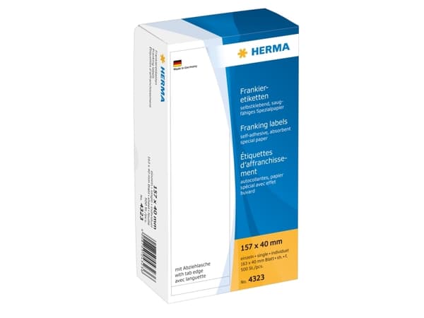 HERMA Franking labels - Papper - matt - självhäftande - vit - 157 x 40 mm 500 etikett (er) (500 ark x 1) etiketter