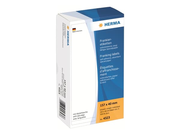 HERMA Franking labels - Papir - matt - selv-adhesiv - hvit - 157 x 40 mm 500 etikett(er) (500 ark x 1) merkelapper
