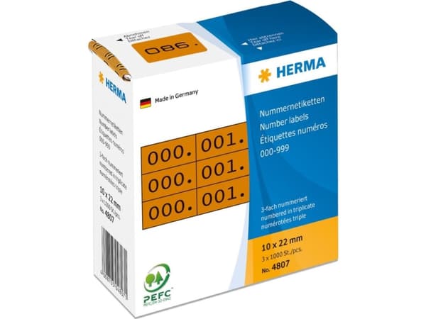 HERMA - Svart, brun - 10 x 22 mm 3000 etikett(er) (1000 ark x 3) selvklebende nummeretiketter