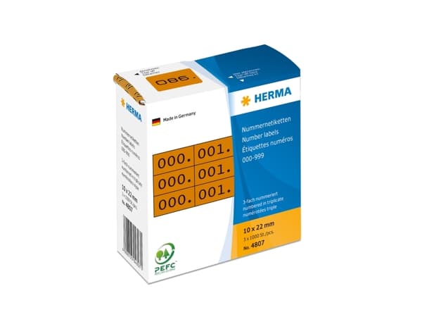 HERMA - Svart, brun - 10 x 22 mm 3000 etikett(er) (1000 ark x 3) selvklebende nummeretiketter