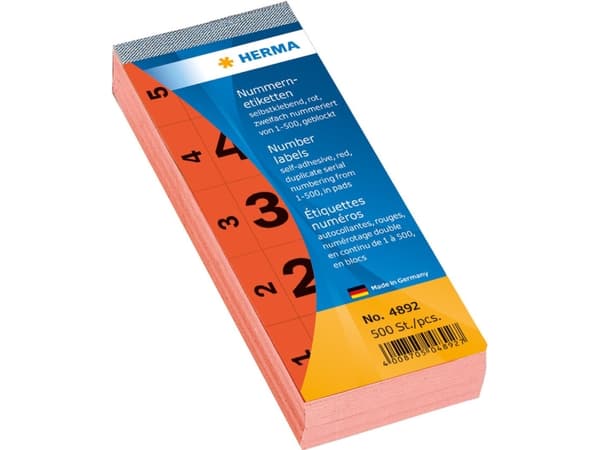 HERMA - Dekorationsbindemedel - nummer 1-500 - 2.8 x 5.6 cm - 100 ark - röd - papper