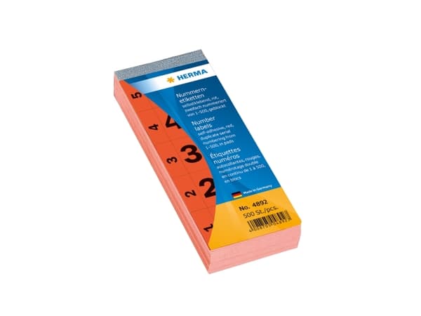 HERMA - Dekorationsbindemedel - nummer 1-500 - 2.8 x 5.6 cm - 100 ark - röd - papper