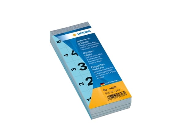 HERMA - Dekorationsbindemedel - nummer 1-500 - 2.8 x 5.6 cm - blå - papper