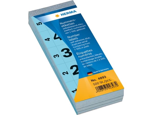 HERMA - Dekorationsbindemedel - nummer 1-500 - 2.8 x 5.6 cm - blå - papper