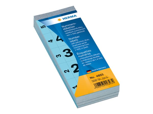 HERMA - Dekorationsbindemedel - nummer 1-500 - 2.8 x 5.6 cm - blå - papper