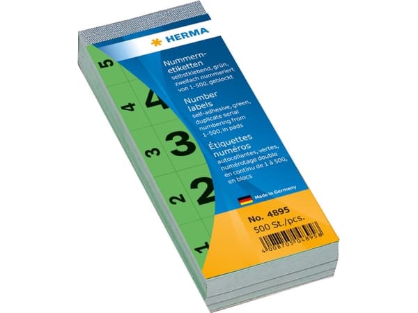 HERMA - Dekorationsbindemedel - nummer 1-500 - 2.8 x 5.6 cm - 100 ark - grön - papper