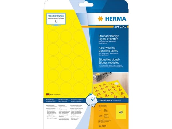 HERMA Special - Matt - självhäftande - gul - 30 x 30 mm 1200 etikett (er) (25 ark x 48) filmetiketter