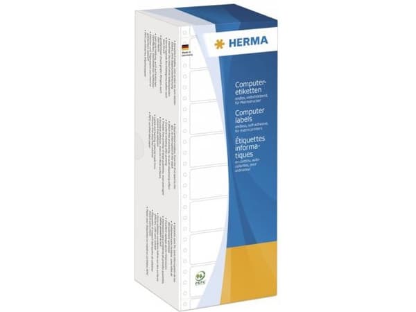 HERMA Computer labels - Papir - matt - permanent selv-adhesiv - perforert - hvit - 88.9 x 35.7 mm 8000 etikett(er) (2 ark x 4000) sammenhengde siksak