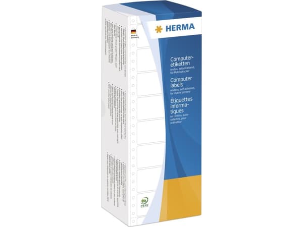 HERMA Computer labels - Papir - matt - permanent selv-adhesiv - perforert - hvit - 50.8 x 23 mm 12000 etikett(er) (2 ark x 6000) sammenhengde siksakf