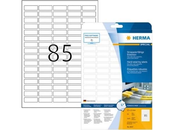 HERMA 8337, Valkoinen, Itse kiinnittyvä tulostintarra, A4, Laser, Kiinteä, Matta
