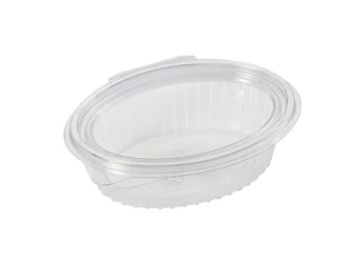 Salatbakke Clearshow 250 ml 150x112x45 mm oval hængslet låg RPET Klar,50 stk/ps - (50 stk.)