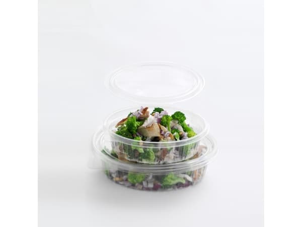 Salatbakke Clearshow 250 ml 150x112x45 mm oval hængslet låg RPET Klar,50 stk/ps - (50 stk.)
