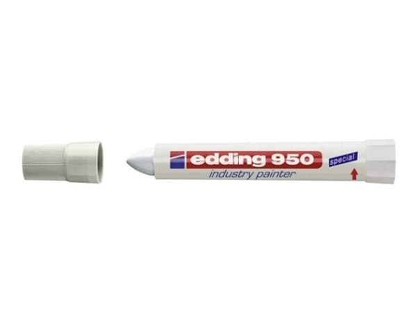 edding 950 industry - Markørstift - permanent - for metall, papir med ru overflate - hvit - 10 mm - retraktil