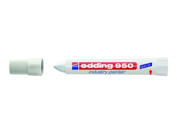 edding 950 industry - Markørstift - permanent - for metall, papir med ru overflate - hvit - 10 mm - retraktil