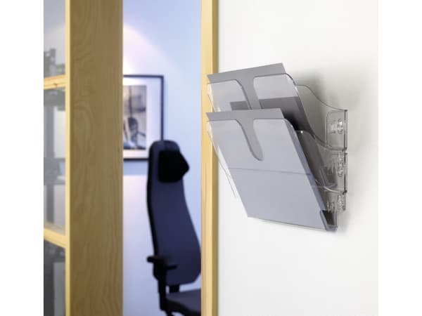 Skråhylla Durable Flexiplus 2 x A4 horisontell transparent - för väggmontering