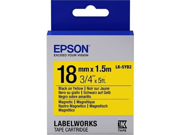 Epson LabelWorks LK-5YB2 - Svart på vitt - Rulle (1,8 cm x 1,5 m) 1 rulle (rullar) magnetetiketter - för LabelWorks LW-K400, LW-K400VP, LW-Z700FK
