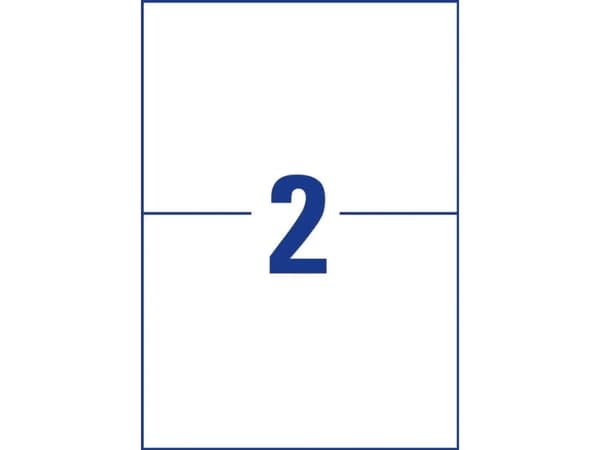 Avery Zweckform - Polyester, polyetylen tereftalat (PET) - matte - permanent klebemiddel - belagt - hvit - 210 x 148 mm 40 etikett(r) (20 ark x 2) et