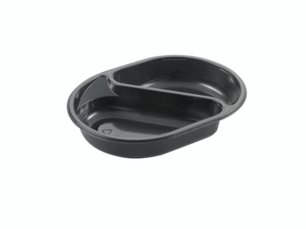 Bakke 2-rum 395/500 ml 238x176x40 mm Oval PP Sort,240 stk/krt