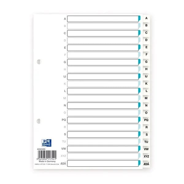 Elba 400020999, Kirjainvälilehti, Polypropeeni (PP), Valkoinen, Muotokuva, A