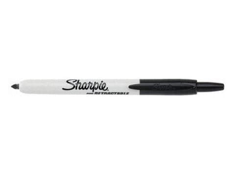 Sharpie Fine Retractable, Svart, Fin spets, Svart, Grå, Fin, 1 mm, Kartong, Läder, Metall, papper, Plast, Sten, Trä