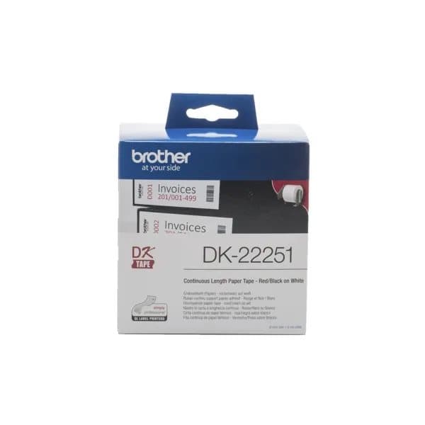 Brother DK-22251 etikett-tejp Svart och rött på vitt