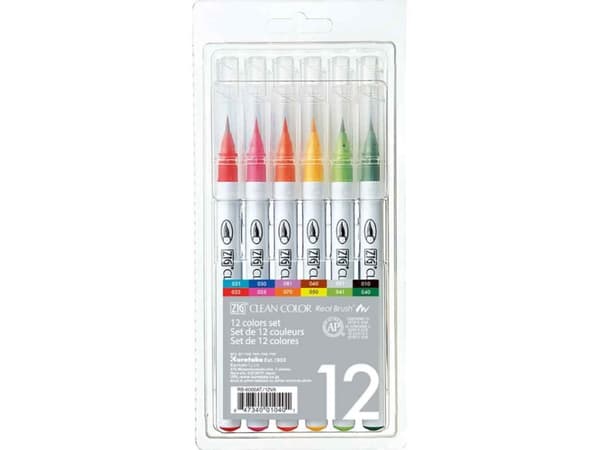 Zig Clean Color Pensel Pen ass. farver (12 stk.)