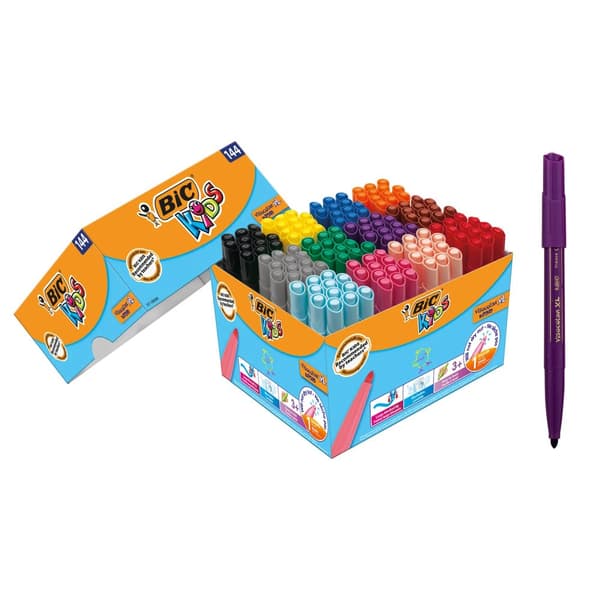 BIC Kids Visacolor XL färgpennor - med extra bred spets - ass. färger - (144 st.)