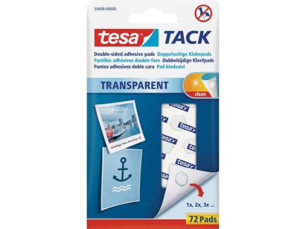 TESA 59408-00000, Läpinäkyvä, Kupla, 72 kpl