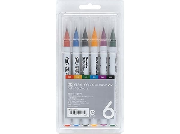 Zig Clean Color Brush Pen med 6 delar (set)