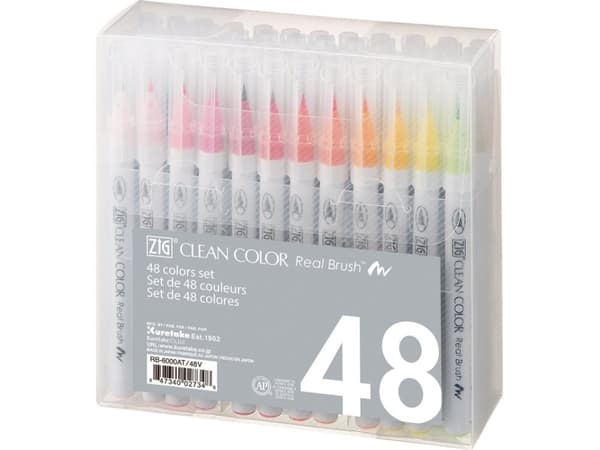 Zig Clean Color Pensel Pen med 48 stk. ass. farver