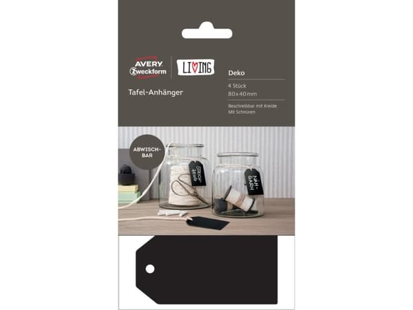 Avery 62023, Musta, Kartonki, 8 cm, 40 mm, 4 kpl