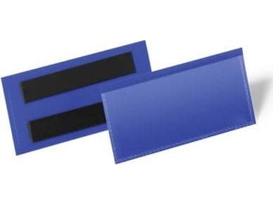 Hyldeforkant lagerlomme/etiketholder med magnet 100x38 mm blå - (50 stk.)