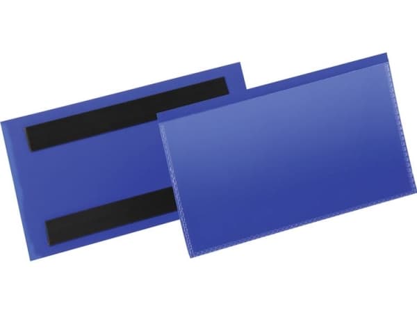 Hyldeforkant lagerlomme/etiketholder blå med magnet 150x67 mm - (50 stk.)