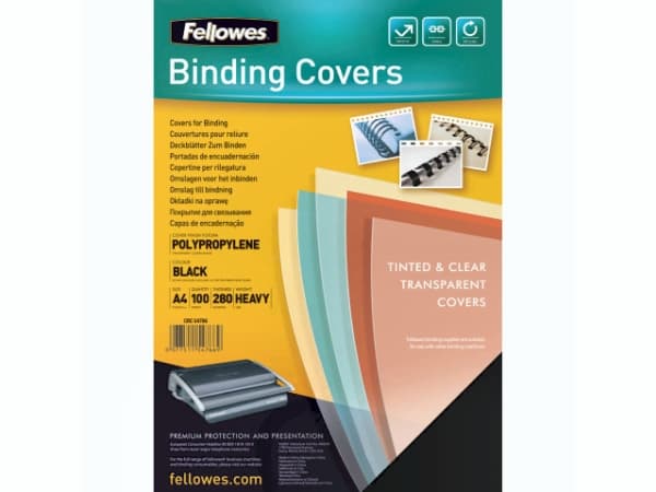 Plastomslag Fellowes A4 240mic svart PP (100 st.)