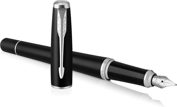 Parker Urban, Svart, Krom, Påfyllning med bläckpatronssystem, Blå, Gjuten aluminium, mässing, Krom, Rund spets, Rostfritt stål