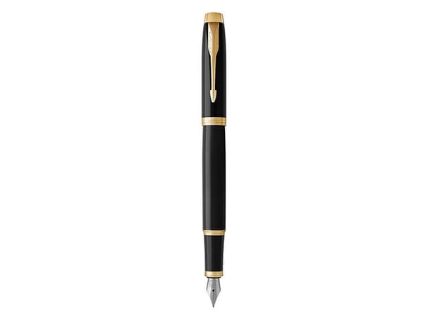 Parker IM, Svart, Guld, Påfyllning med bläckpatronssystem, Blå, mässing, Lack, Rund spets