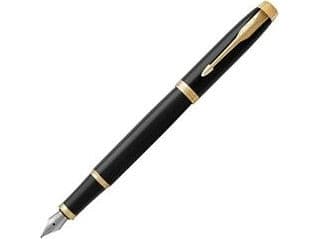 Parker IM, Svart, Guld, Påfyllning med bläckpatronssystem, Blå, mässing, Lack, Rund spets